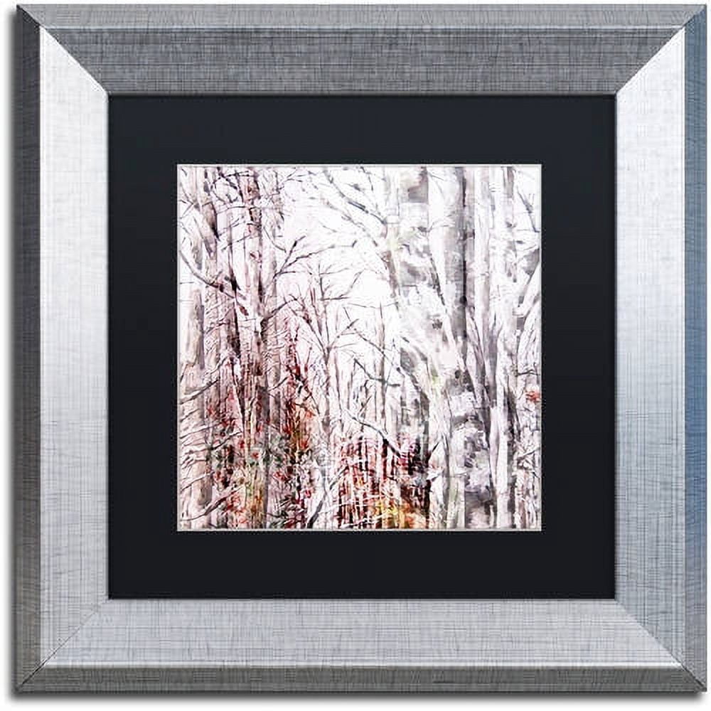 Trademark Fine Art "Winter Trees" Canvas Art by Lisa Powell Braun, Black Matte, Silver Frame