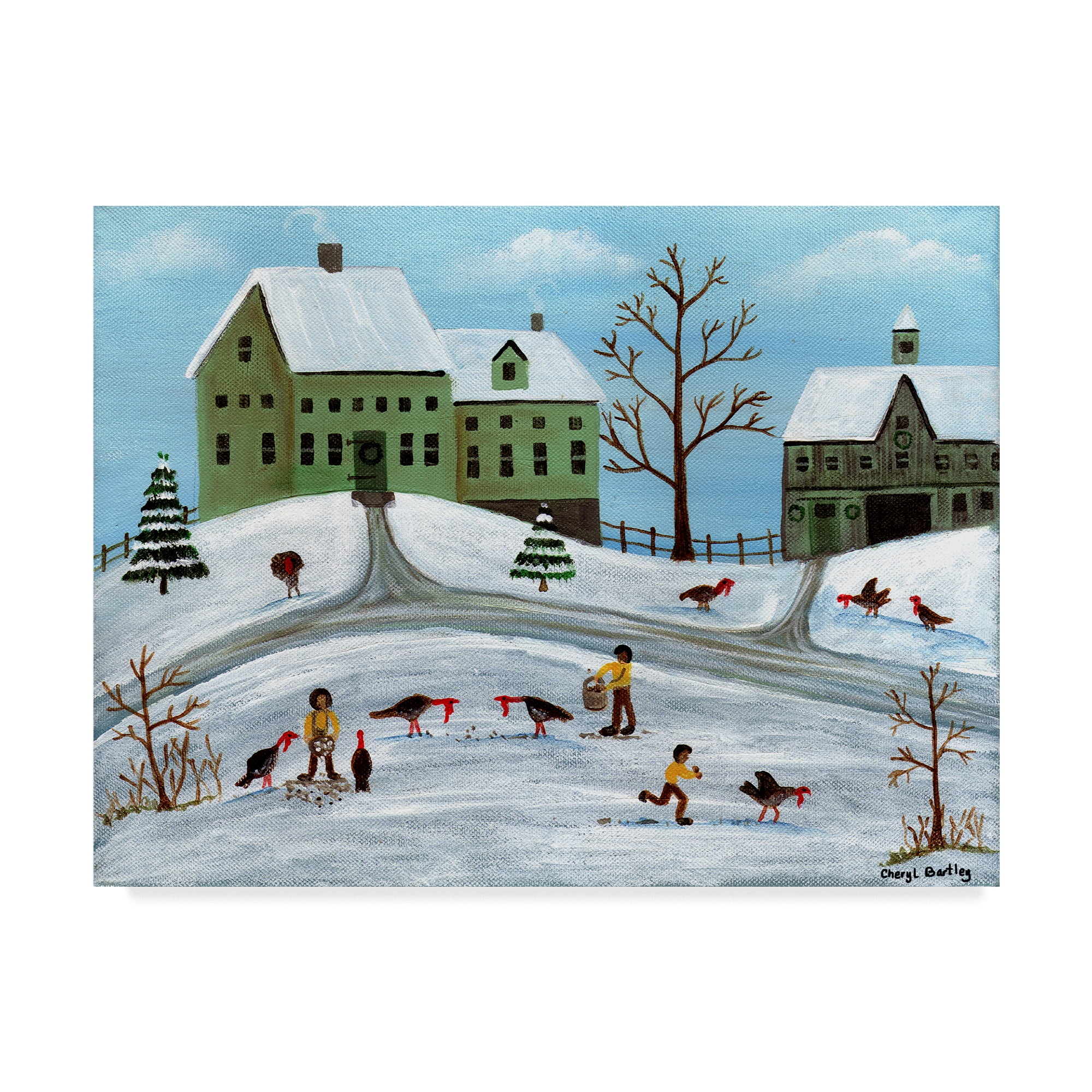 Trademark Fine Art 'Winter Turkey Feeding' Canvas Art by Cheryl Bartley