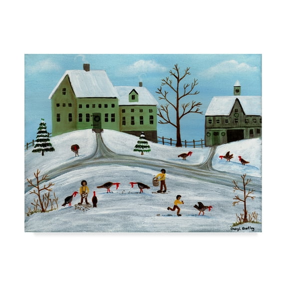 Trademark Fine Art 'Winter Turkey Feeding' Canvas Art by Cheryl Bartley