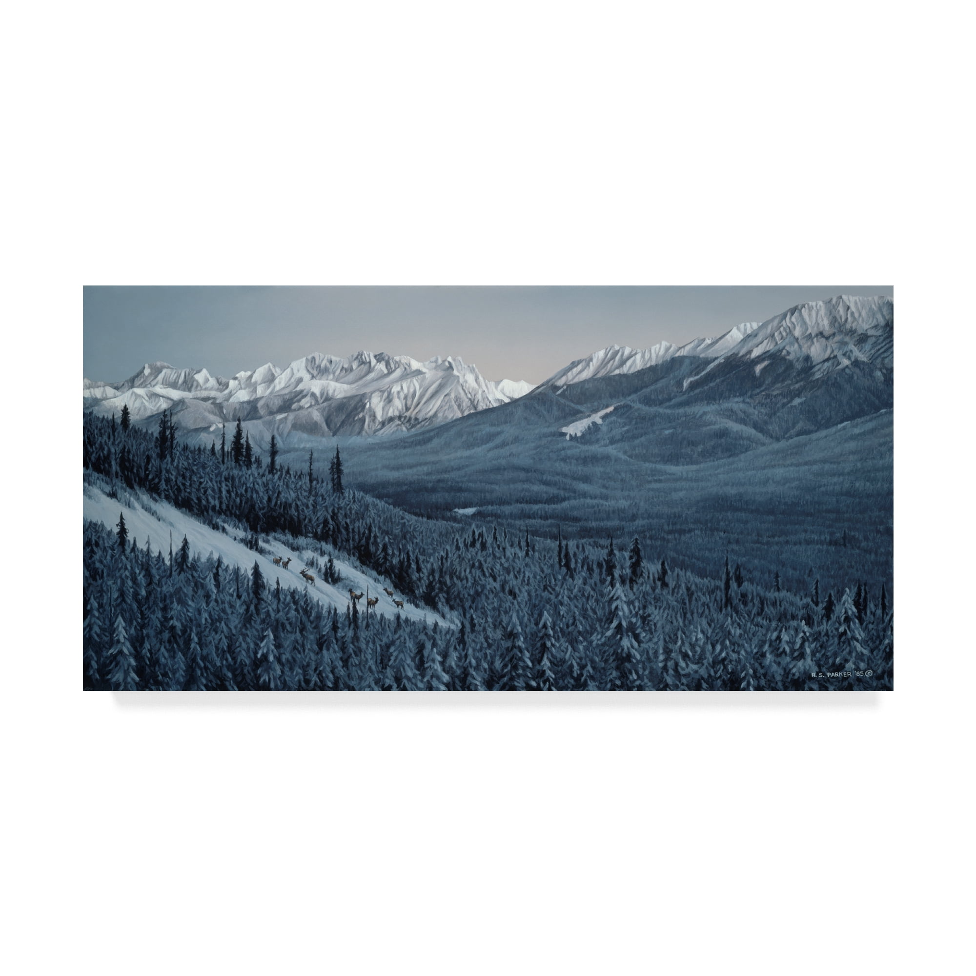 Trademark Fine Art 'Winter Valley Elk' Canvas Art by Ron Parker