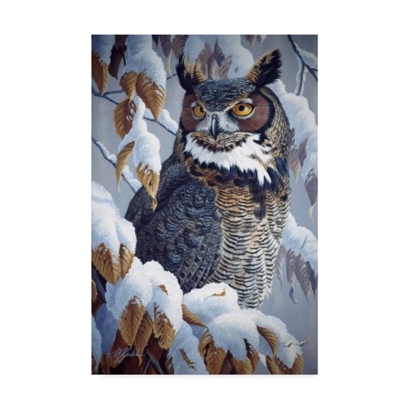 Trademark Fine Art 'Winter Watch Great Horned Owl' Canvas Art by Wilhelm Goebel