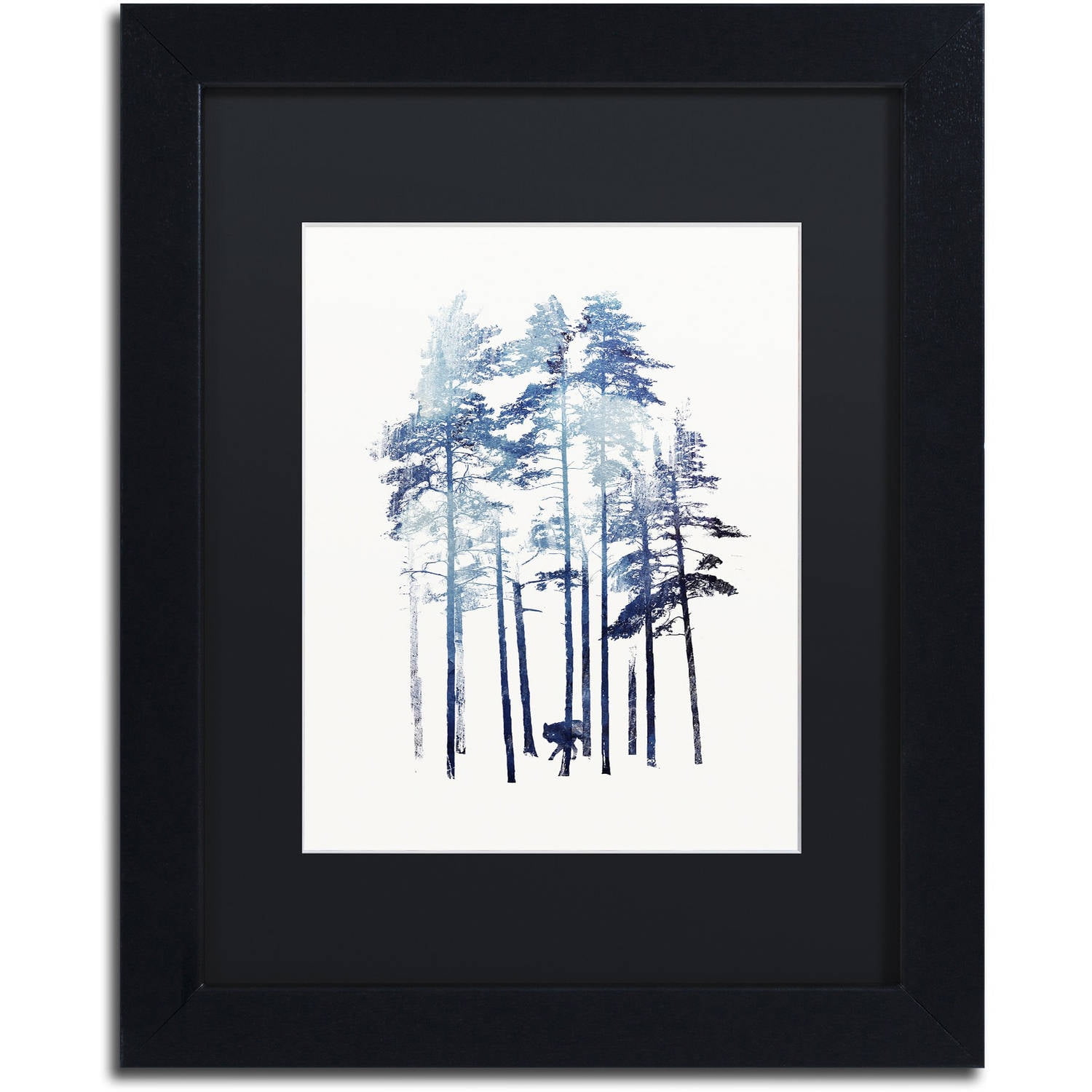 Trademark Fine Art 'Winter Wolf' Canvas Art by Robert Farkas, Black Matte, Black Frame