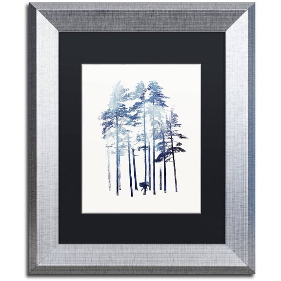 Trademark Fine Art 'Winter Wolf' Canvas Art by Robert Farkas, Black Matte, Silver Frame
