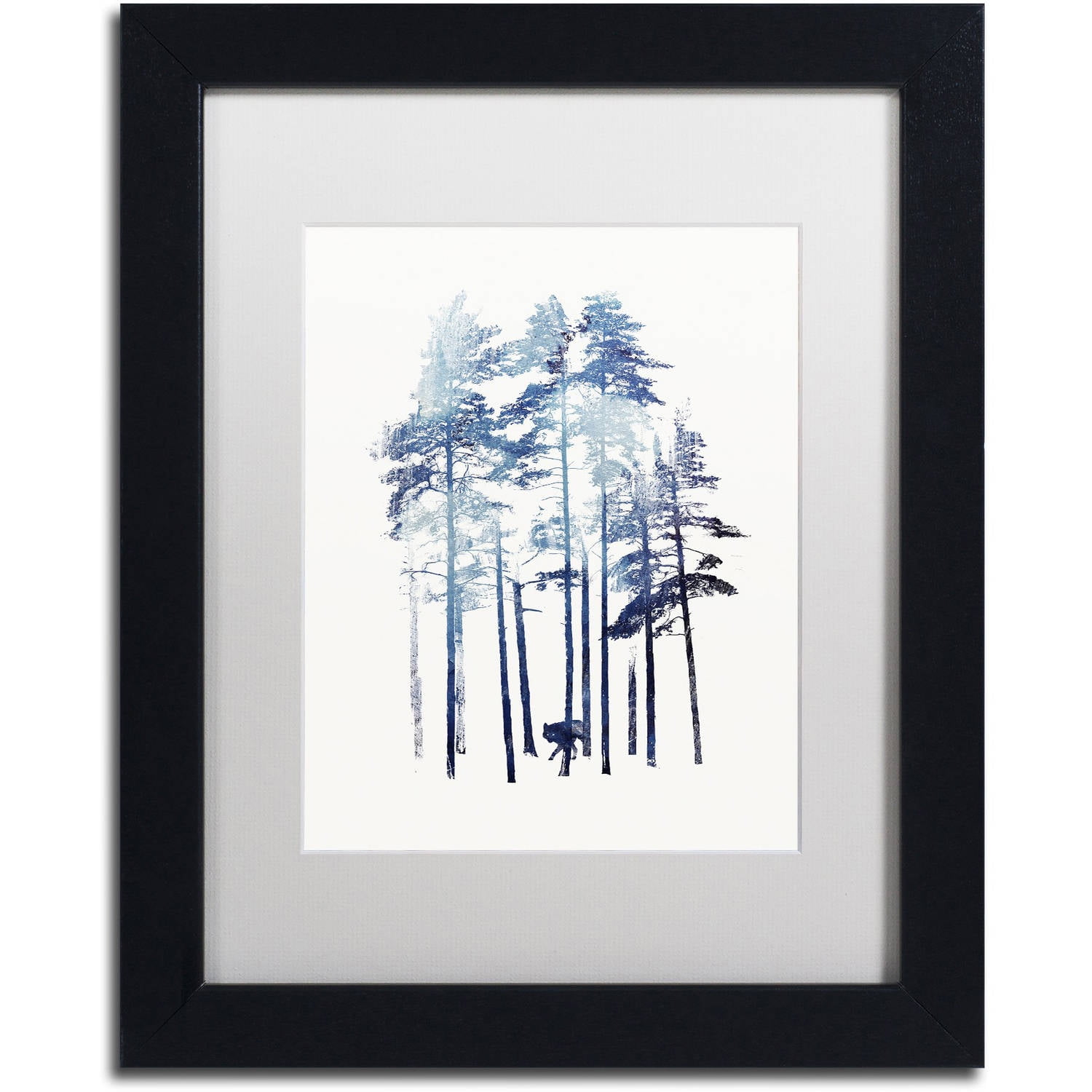 Trademark Fine Art 'Winter Wolf' Canvas Art by Robert Farkas, White Matte, Black Frame