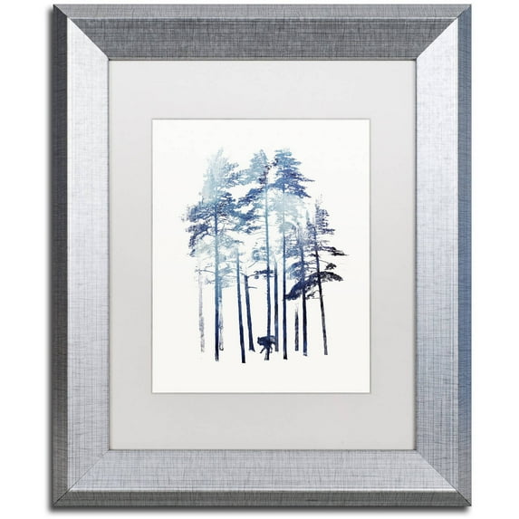 Trademark Fine Art 'Winter Wolf' Canvas Art by Robert Farkas, White Matte, Silver Frame