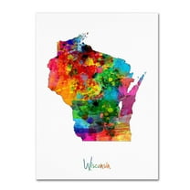 Trademark Fine Art "Wisconsin Map" Canvas Art by Michael Tompsett