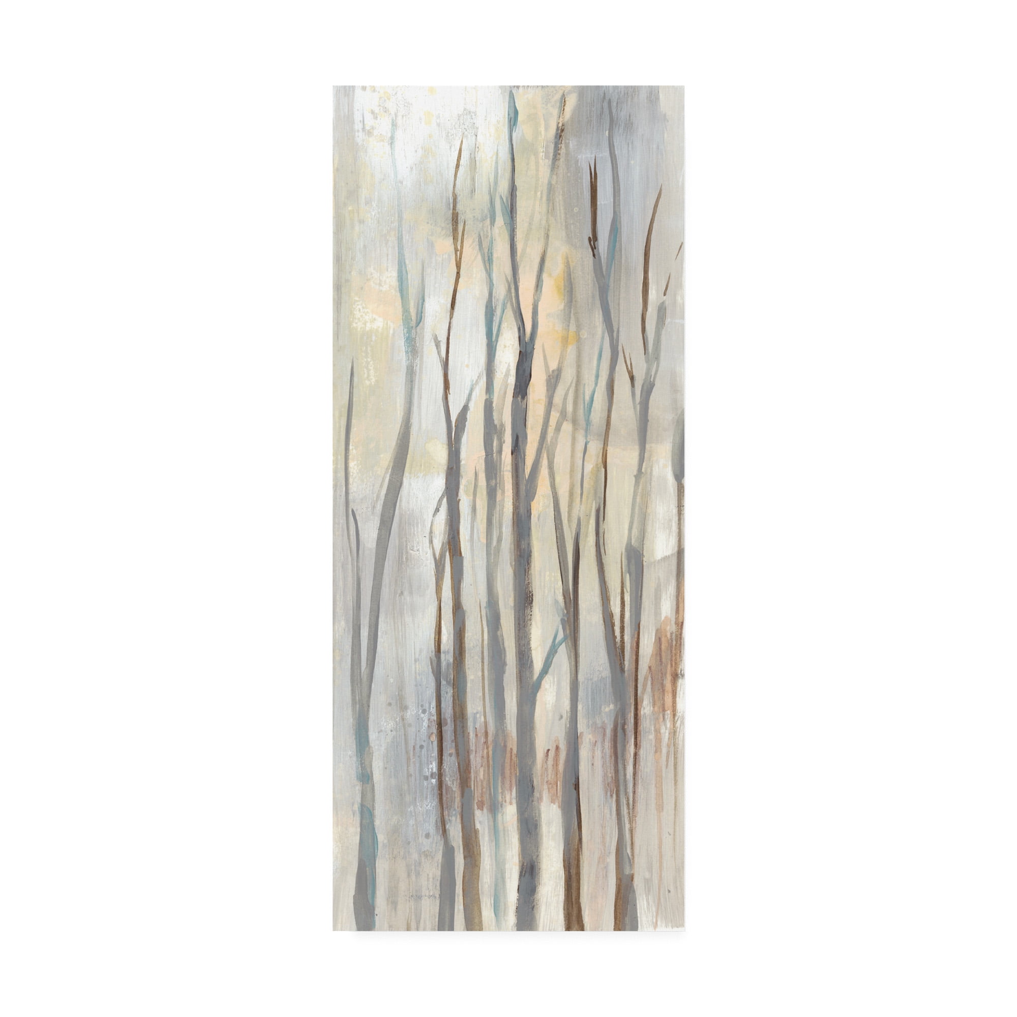Neutral Abstract Birch Tree Canvas Art, 8 x 19