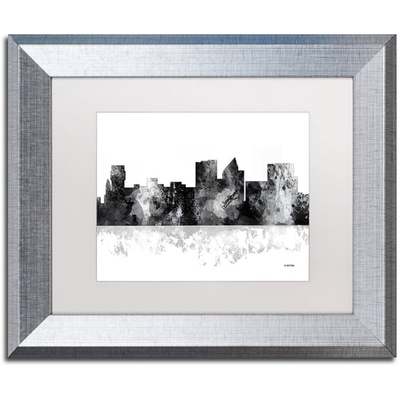Trademark Fine Art "Witchita Kansas Skyline BG-1" Canvas Art by Marlene Watson, White Matte, Silver Frame