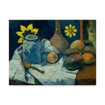 Trademark Fine Art 'With Teapot And Fruit' Canvas Art by Paul Gauguin
