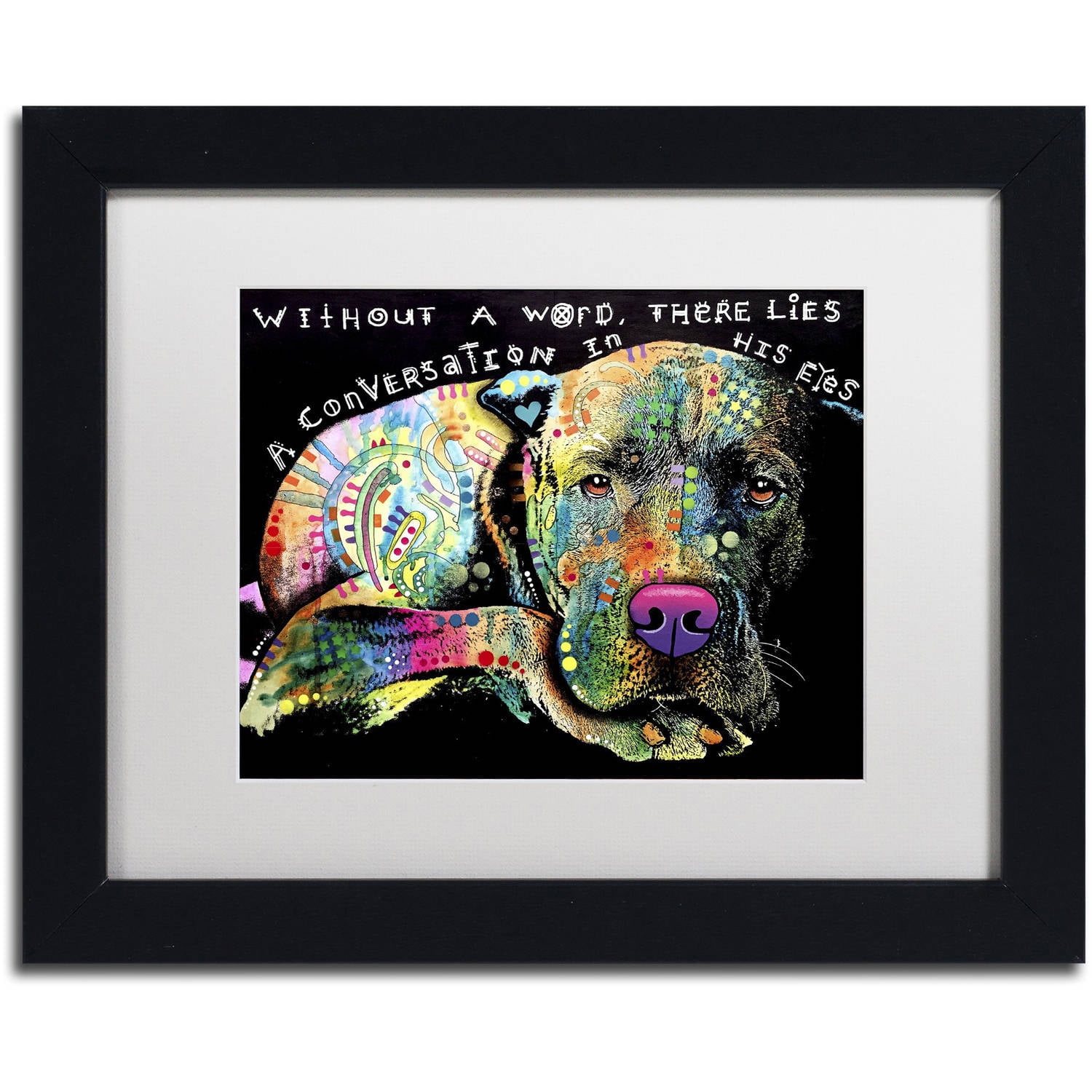Trademark Fine Art 'Without a Word' Canvas Art by Dean Russo, White Matte, Black Frame