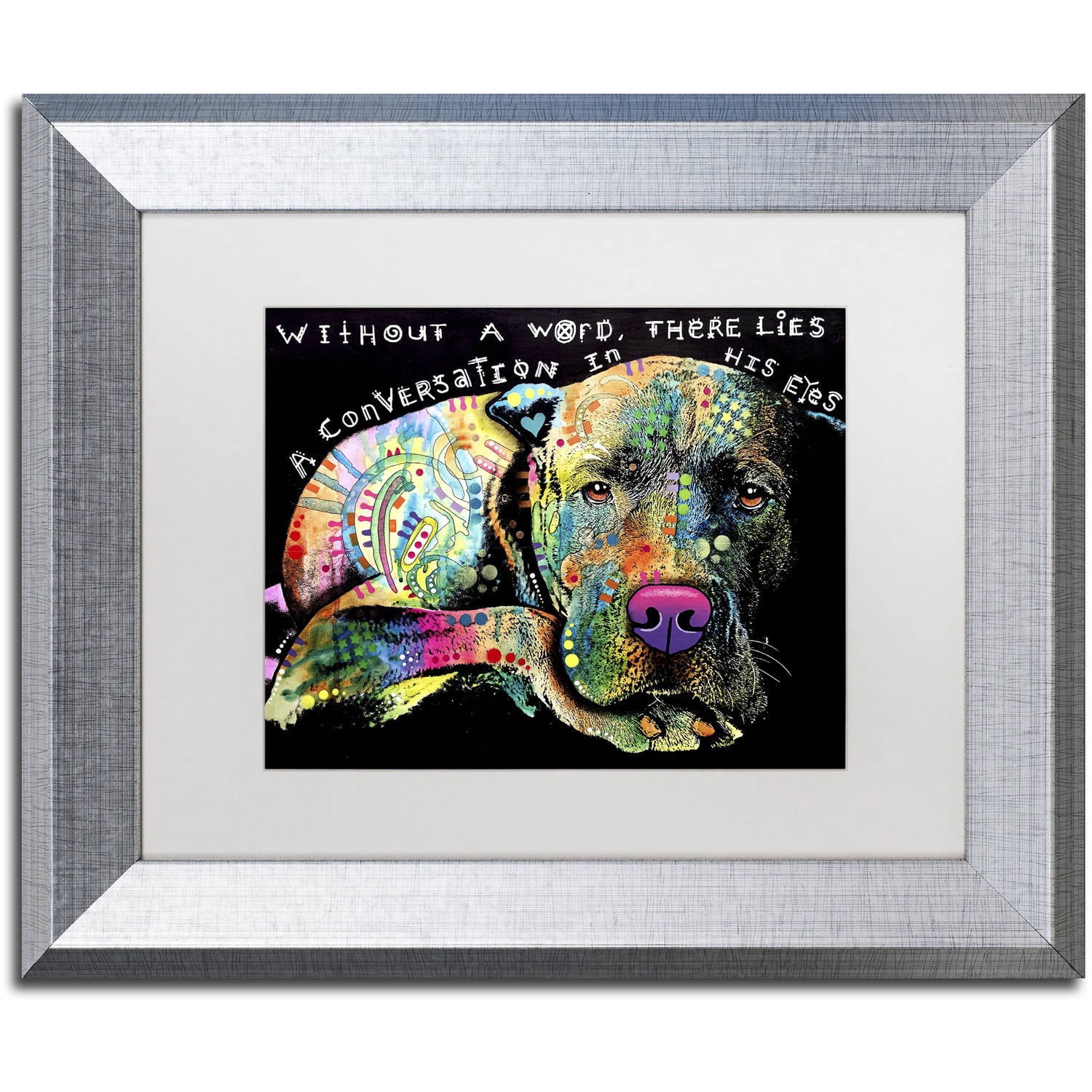 Trademark Fine Art 'Without a Word' Canvas Art by Dean Russo, White Matte, Silver Frame