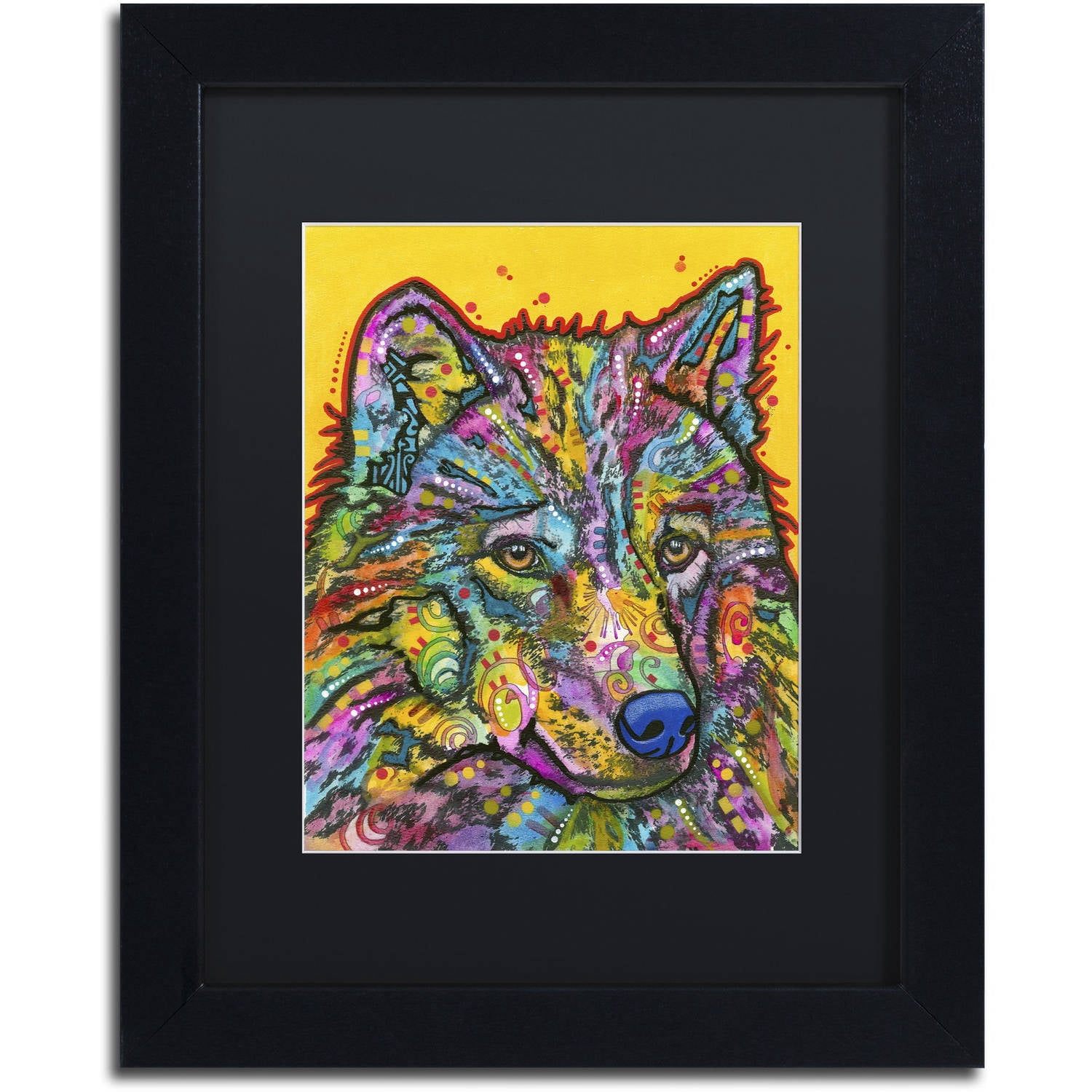 Trademark Fine Art "Wolf 2" Canvas Art by Dean Russo, Black Matte, Black Frame