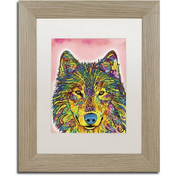 Trademark Fine Art "Wolf" Canvas Art by Dean Russo, White Matte, Birch Frame
