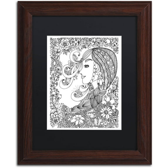 Trademark Fine Art "Woman 2" Canvas Art by KCDoodleArt Black Matte, Wood Frame