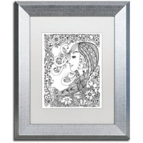 Trademark Fine Art "Woman 2" Canvas Art by KCDoodleArt White Matte, Silver Frame