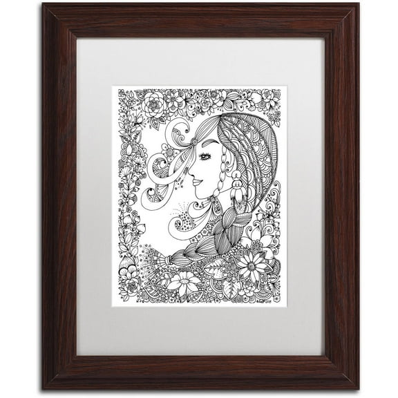 Trademark Fine Art "Woman 2" Canvas Art by KCDoodleArt White Matte, Wood Frame