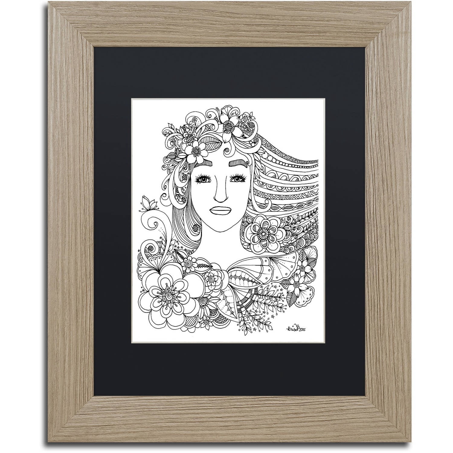 Trademark Fine Art "Woman 3" Canvas Art by KCDoodleArt Black Matte, Birch Frame
