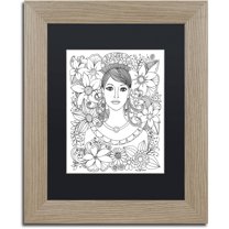 Trademark Fine Art "Woman 4" Canvas Art by KCDoodleArt Black Matte, Birch Frame