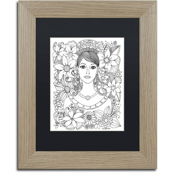 Trademark Fine Art "Woman 4" Canvas Art by KCDoodleArt Black Matte, Birch Frame