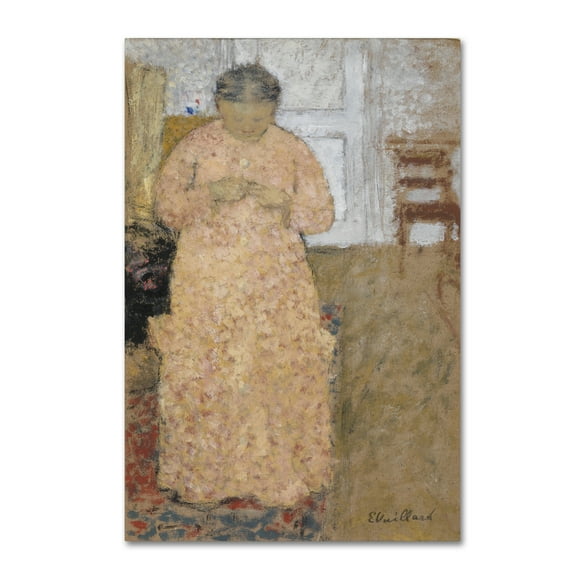 Trademark Fine Art 'Woman Knitting In Pink Dress' Canvas Art by Edouard Vuillard