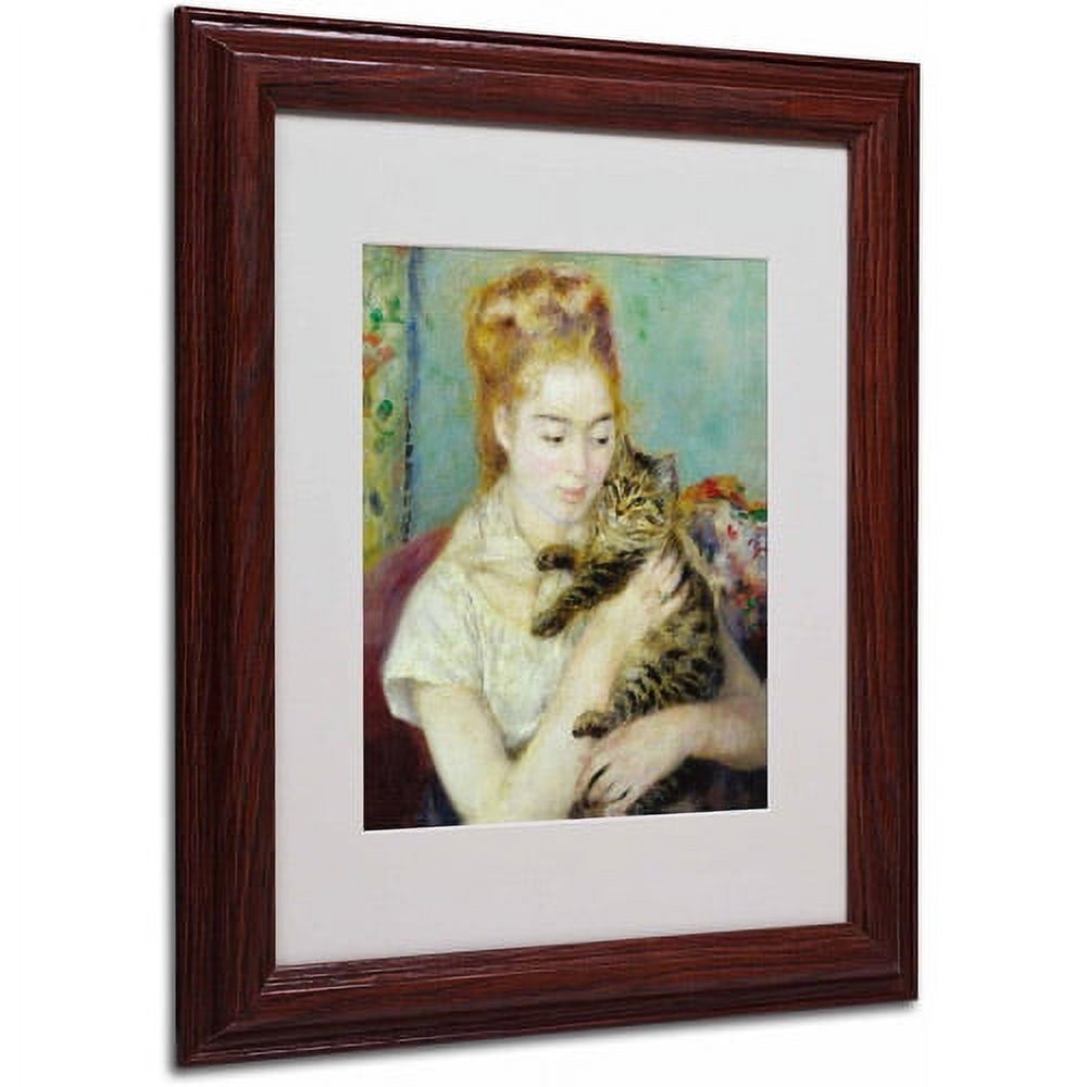 Trademark Fine Art "Woman With a Cat 1875" Canvas Art by Pierre Renoir, Wood Frame