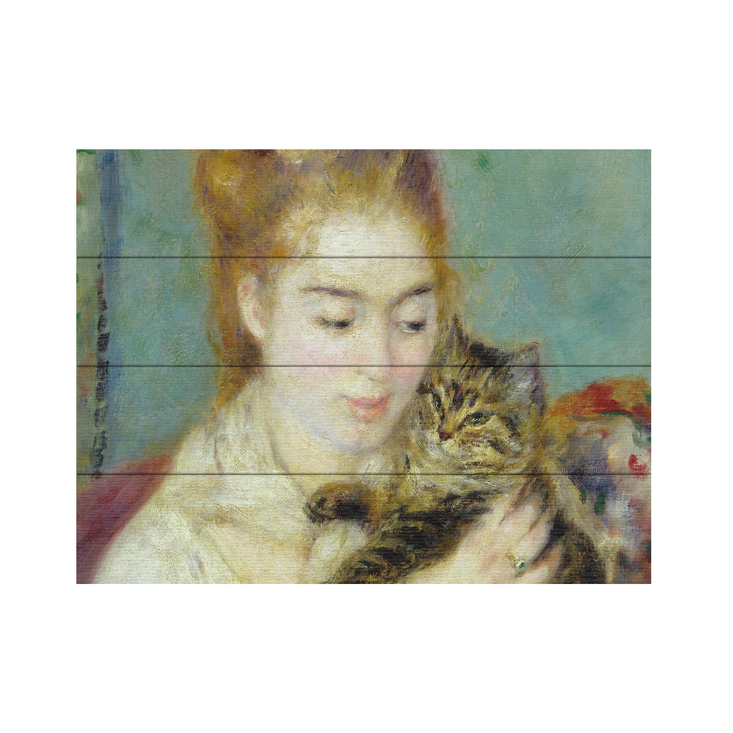 Traditional 12 x 16 Poplar Hardwood Wall Art with Cat