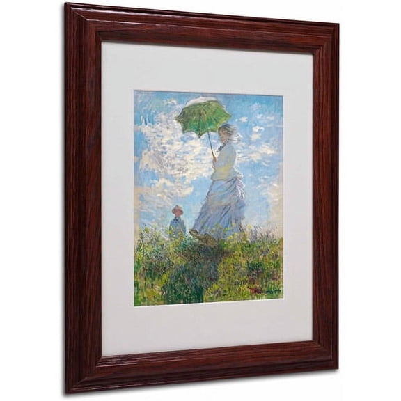 Trademark Fine Art "Woman With a Parasol 1875" Canvas Art by Claude Monet, Wood Frame