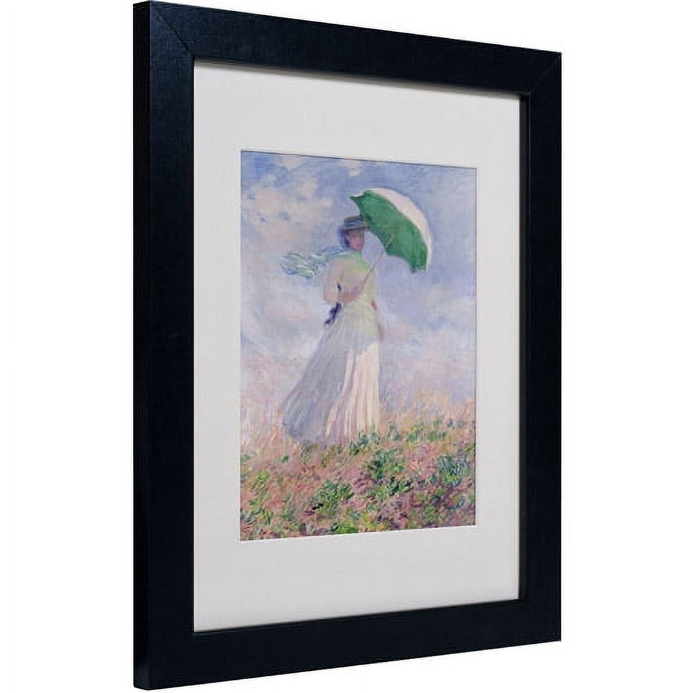 Trademark Fine Art "Woman With a Parasol" Matted Framed Canvas Art by Claude Monet