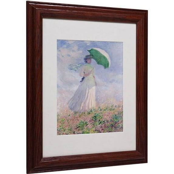 Trademark Fine Art "Woman With a Parasol" Matted Framed Canvas Art by Claude Monet