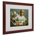 thumbnail image 1 of Trademark Fine Art "Woman with Peonies" Canvas Art by Jean Frederic Bazille, Wood Frame, 1 of 5