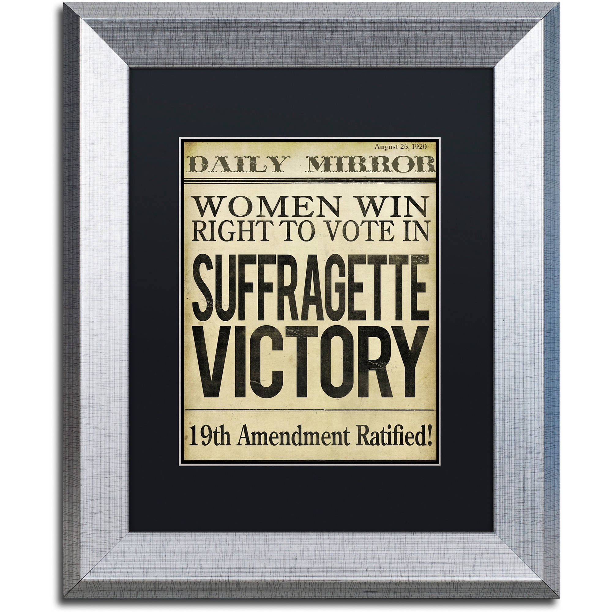 Trademark Fine Art "Women?s Right to Vote" Canvas Art by Color Bakery Black Matte, Silver Frame