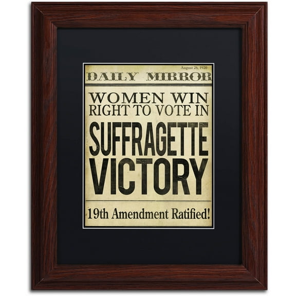 Trademark Fine Art "Women?s Right to Vote" Canvas Art by Color Bakery Black Matte, Wood Frame