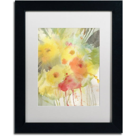 Trademark Fine Art 'Wooded Floral' Canvas Art by Sheila Golden, White Matte, Black Frame