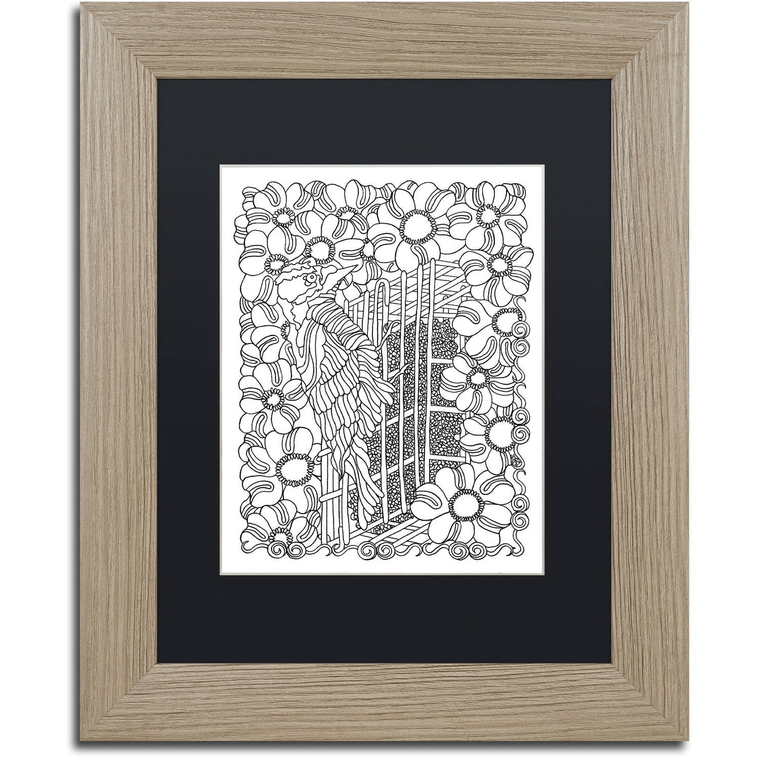 Trademark Fine Art "Woodpecker" Canvas Art by Kathy G. Ahrens, Black Matte, Birch Frame