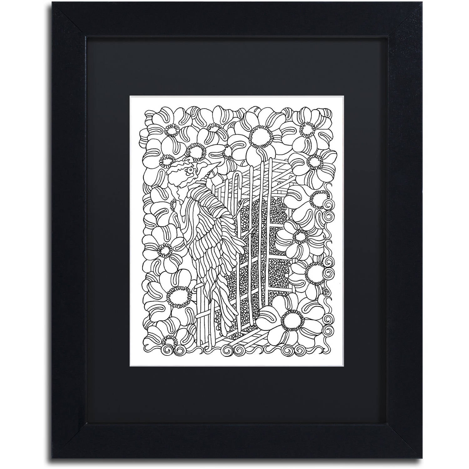 Trademark Fine Art "Woodpecker" Canvas Art by Kathy G. Ahrens, Black Matte, Black Frame
