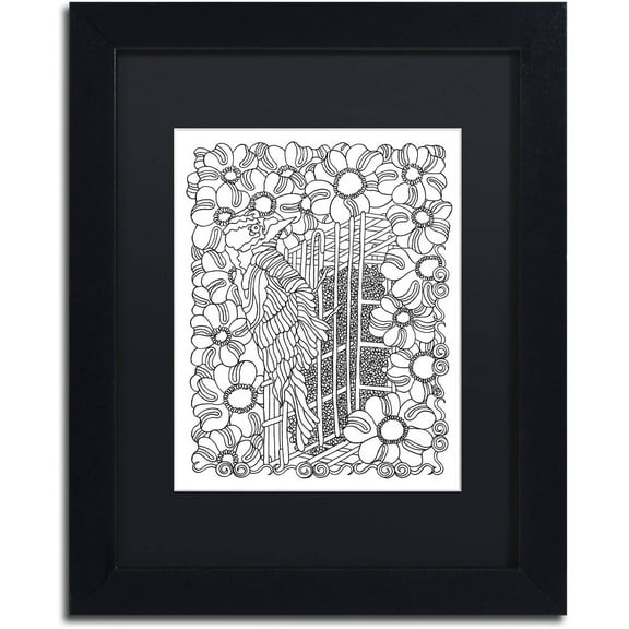 Trademark Fine Art "Woodpecker" Canvas Art by Kathy G. Ahrens, Black Matte, Black Frame