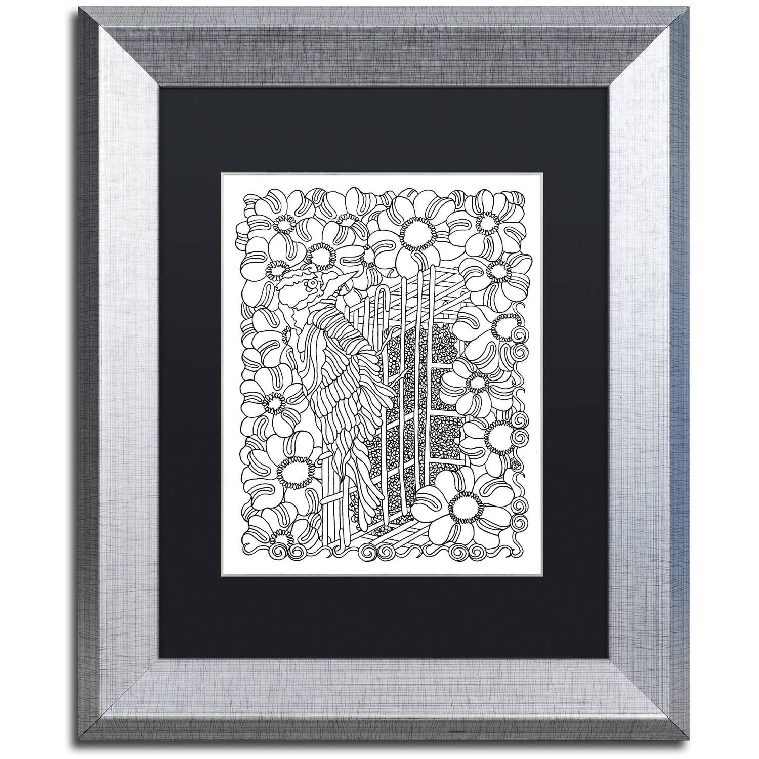 Trademark Fine Art "Woodpecker" Canvas Art by Kathy G. Ahrens, Black Matte, Silver Frame