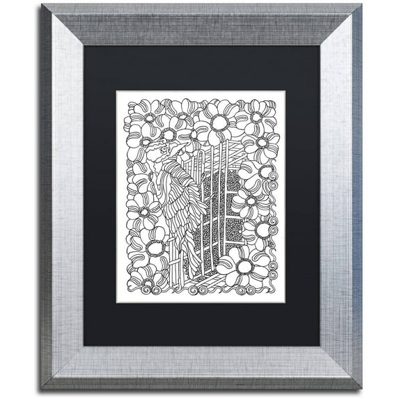 Trademark Fine Art "Woodpecker" Canvas Art by Kathy G. Ahrens, Black Matte, Silver Frame