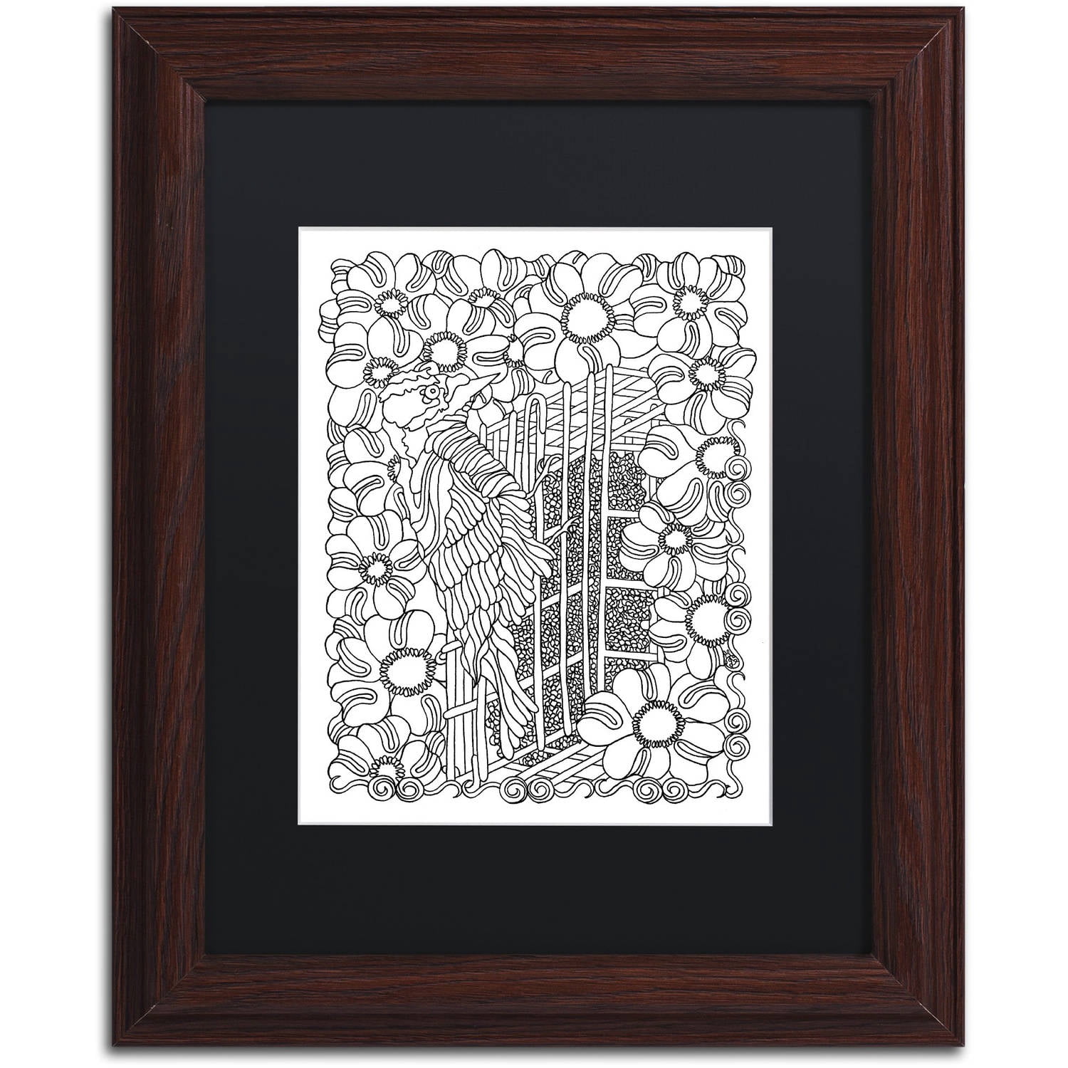 Trademark Fine Art "Woodpecker" Canvas Art by Kathy G. Ahrens, Black Matte, Wood Frame