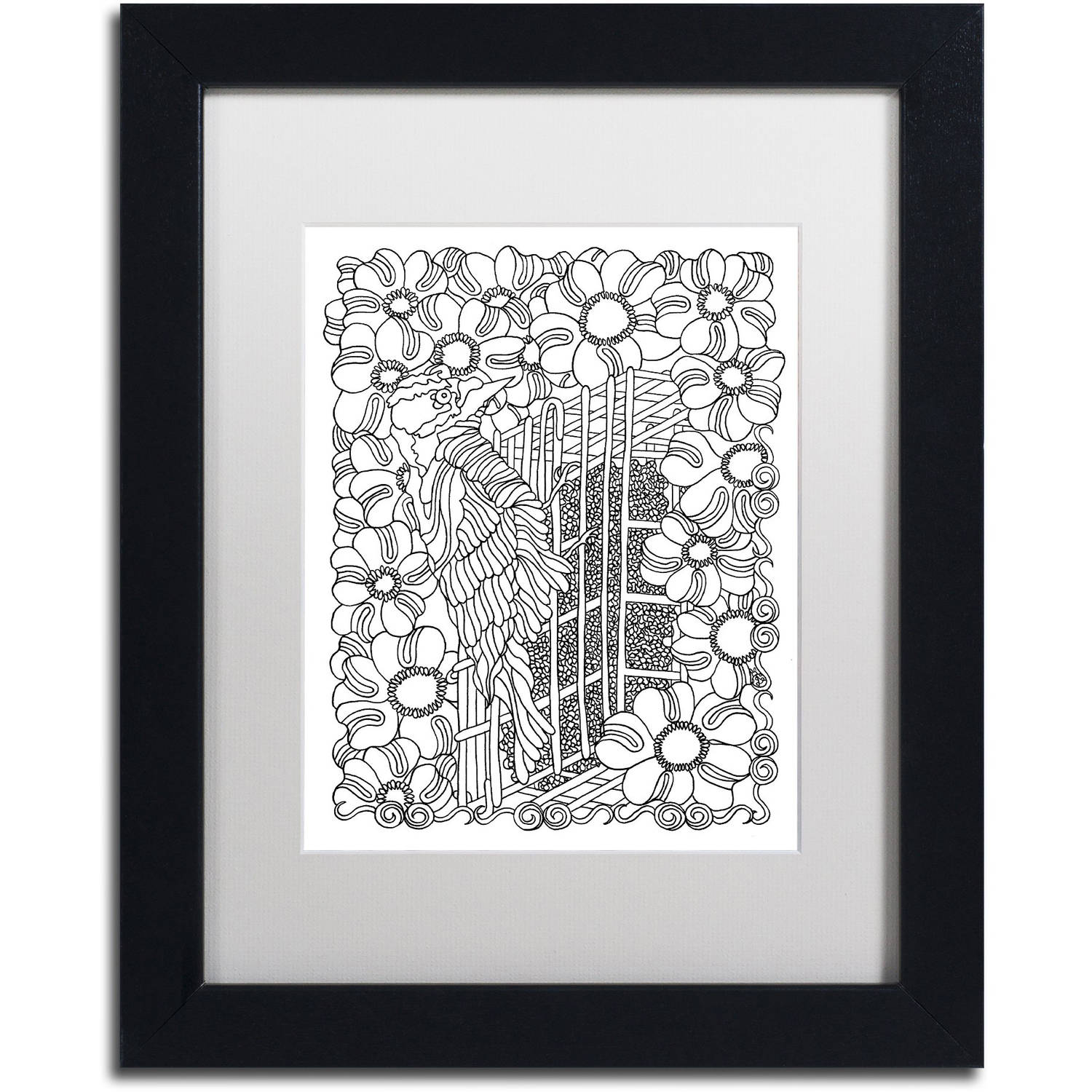 Trademark Fine Art "Woodpecker" Canvas Art by Kathy G. Ahrens, White Matte, Black Frame