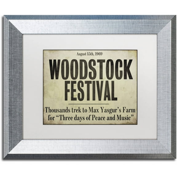 Trademark Fine Art "Woodstock" Canvas Art by Color Bakery White Matte, Silver Frame