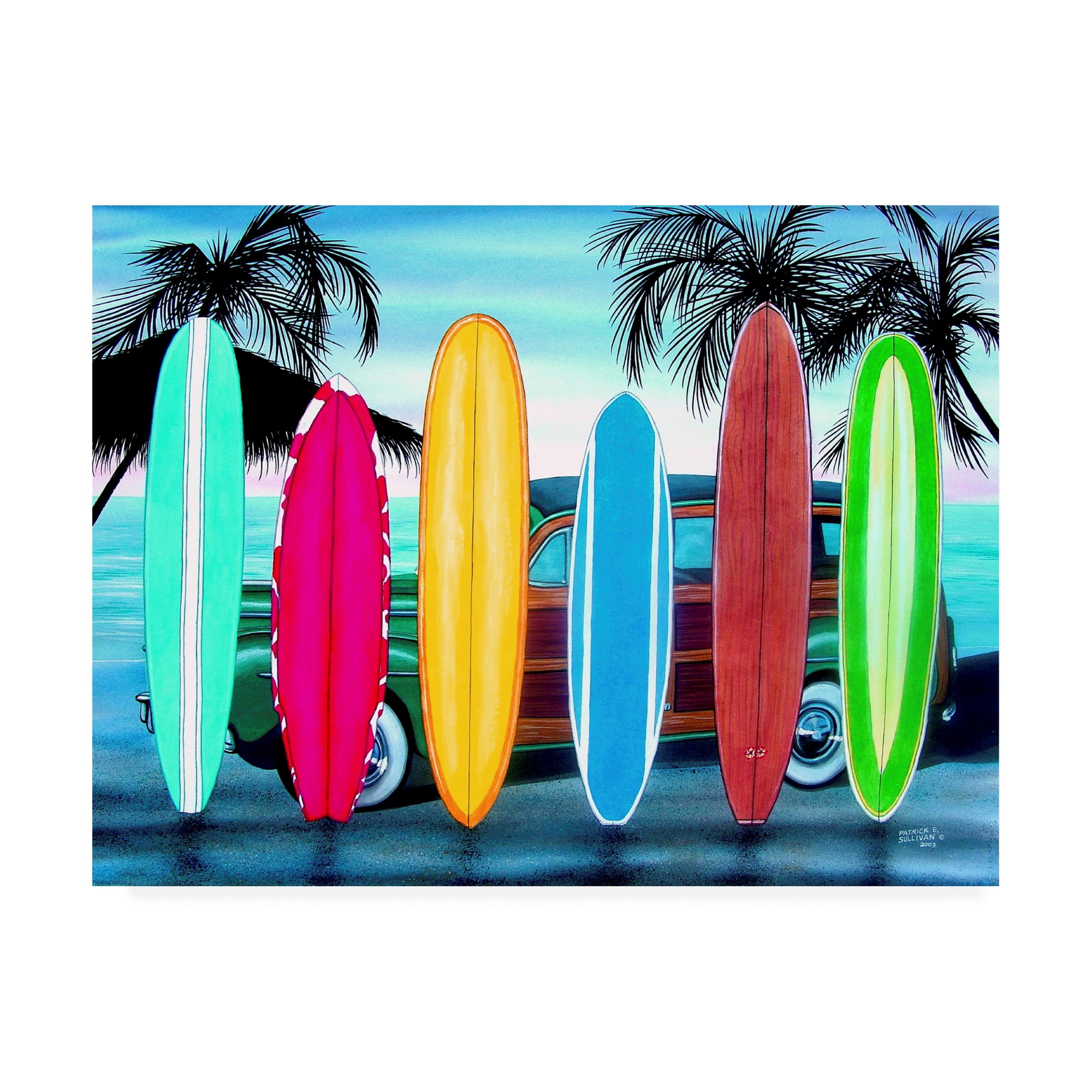 Trademark Fine Art 'Woody & Surfboards' Canvas Art by Patrick Sullivan