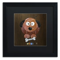 Trademark Fine Art 'Woof The Dog' Canvas Art by Design Turnpike, Black Matte, Black Frame