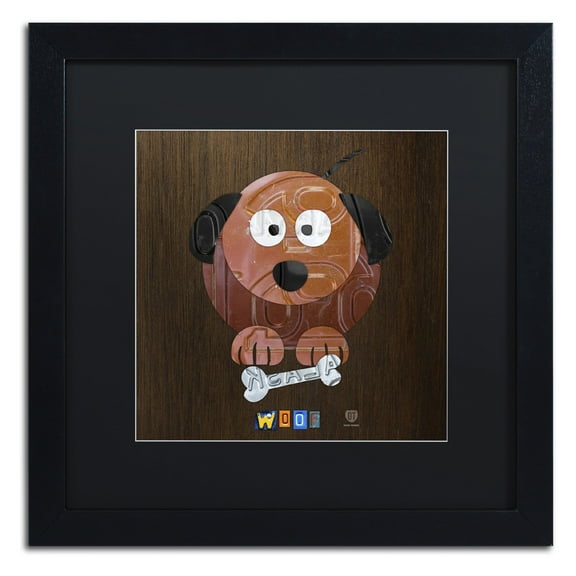 Trademark Fine Art 'Woof The Dog' Canvas Art by Design Turnpike, Black Matte, Black Frame