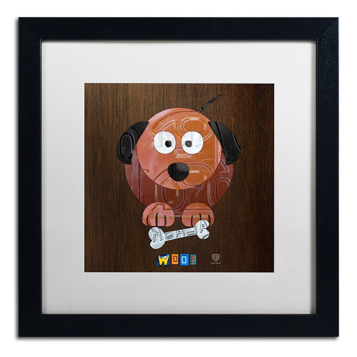 Trademark Fine Art 'Woof The Dog' Canvas Art by Design Turnpike, White Matte, Black Frame