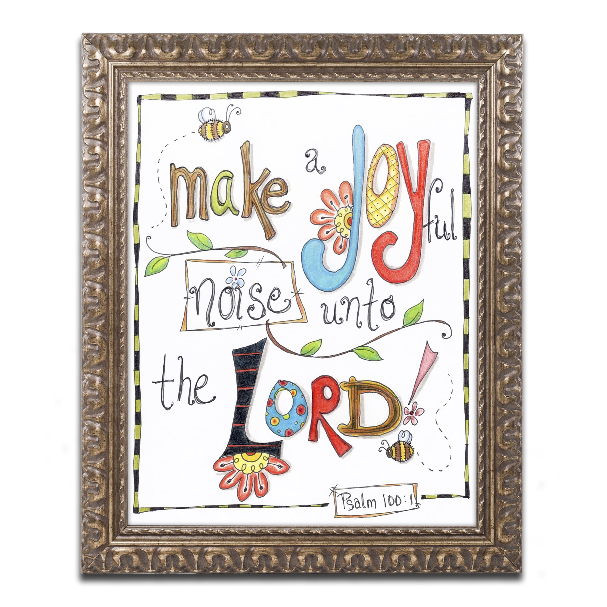 Trademark Fine Art 'Words of Joy Joyful Noise' Ornate Gold Framed Art