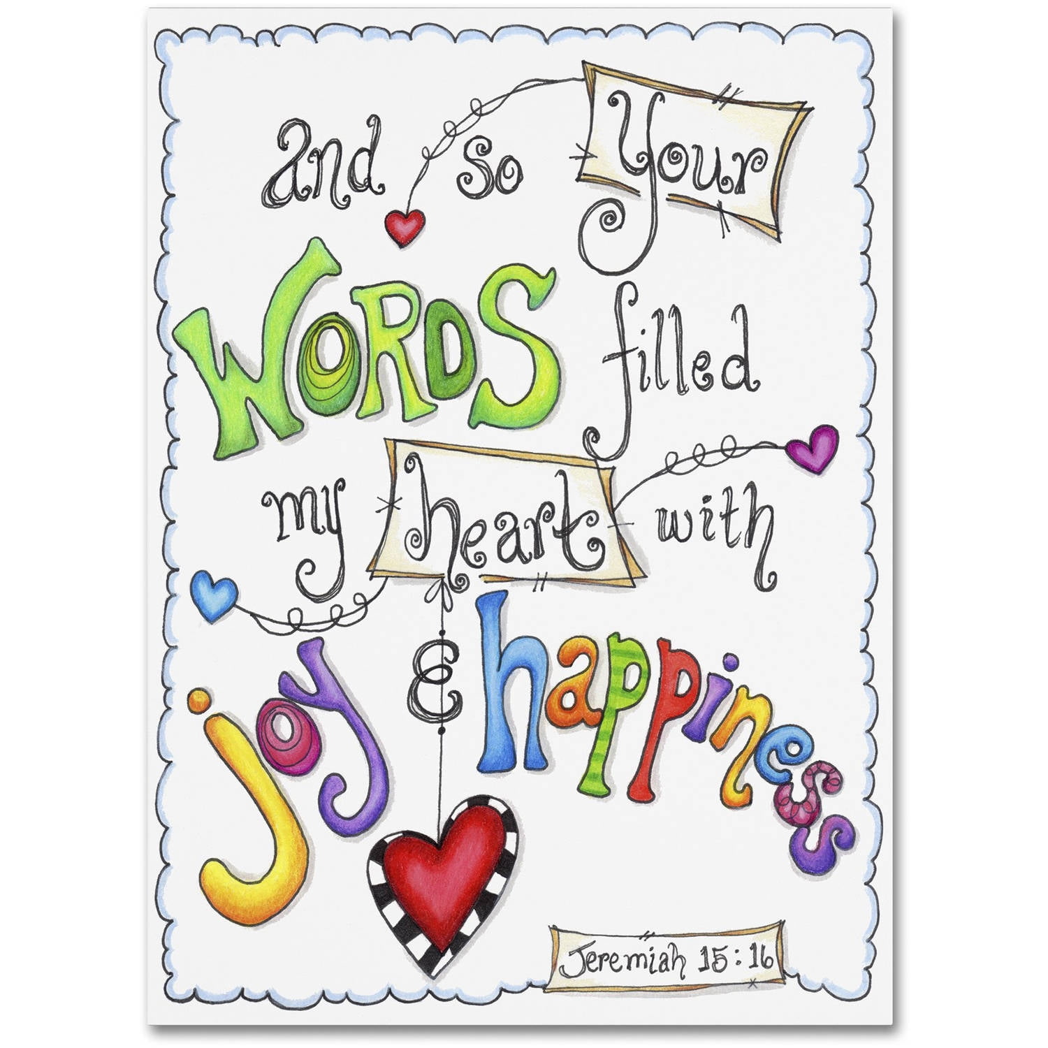 Trademark Fine Art "Words of Joy Joyful Words" Canvas Art by Jennifer