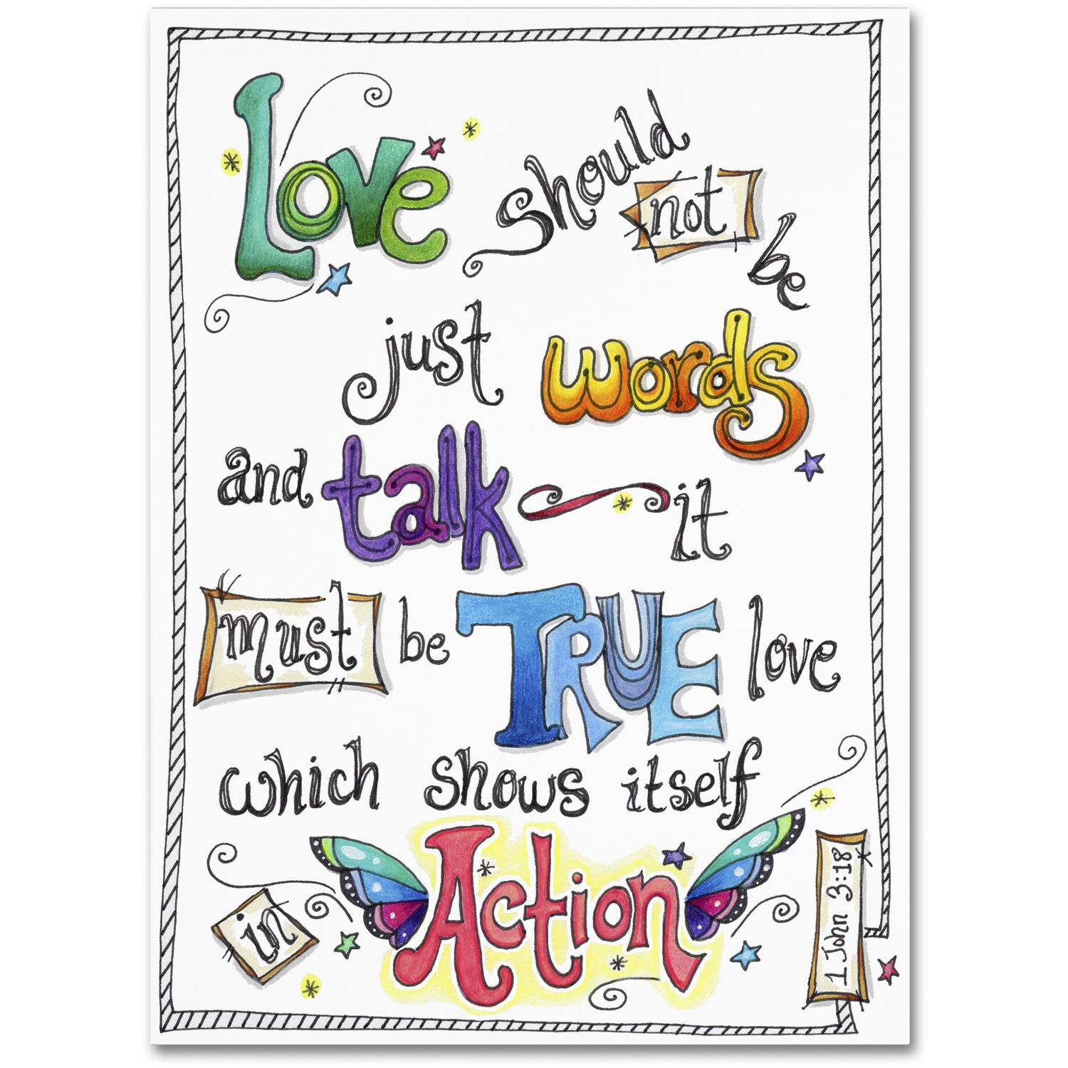 Trademark Fine Art "Words of Love Love in Action" Canvas Art by