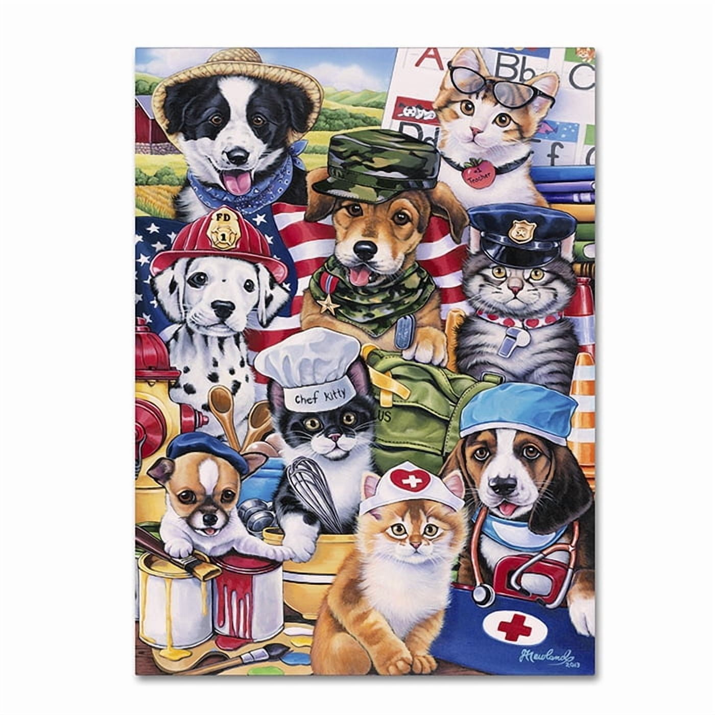 Trademark Fine Art 'Working Paws' Canvas Art by Jenny Newland