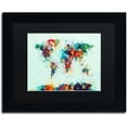 thumbnail image 1 of Trademark Fine Art "World Map Paint Splashes" Canvas Art by Michael Tompsett, Black Matte, Black Frame, 1 of 4